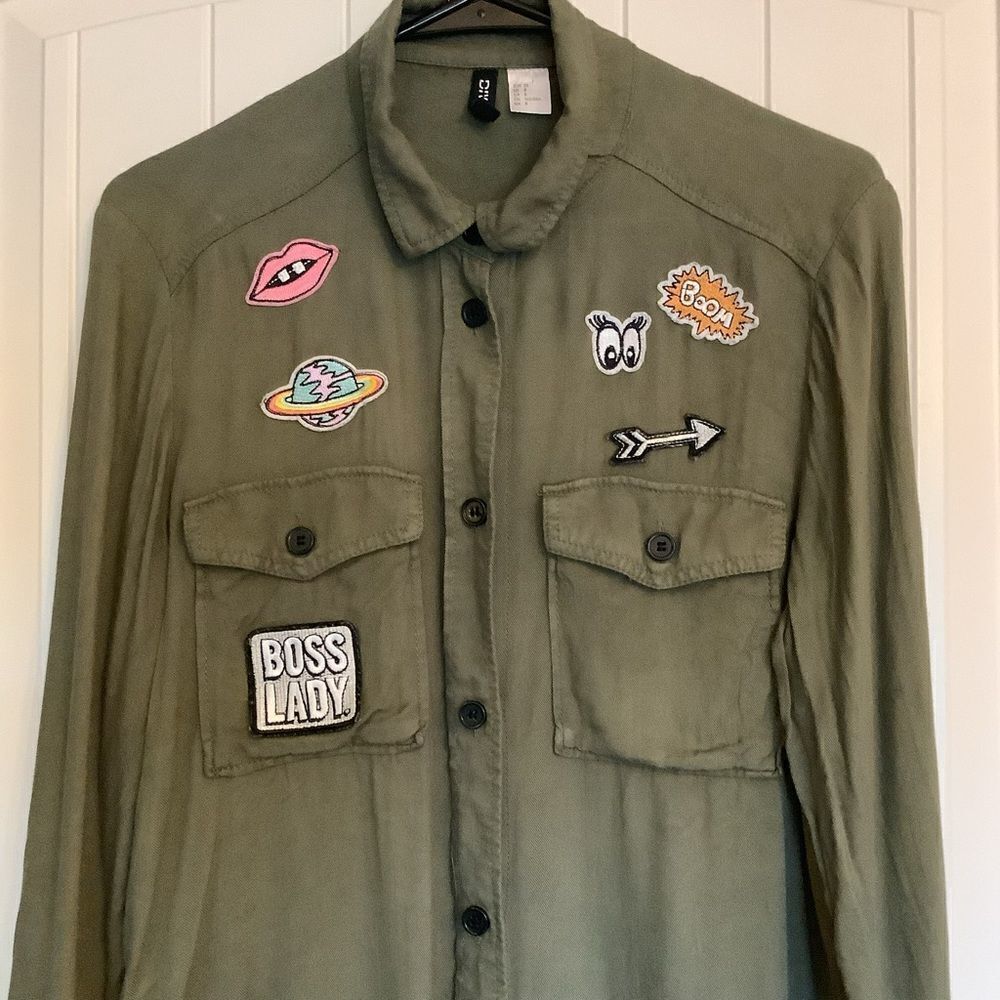 Divided “Boss Lady” Army Green Button Down.‎ - Picture 2 of 6